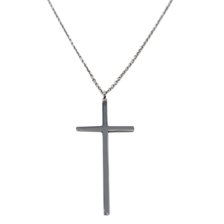 Stainless Steel Necklace with Cross Pendant - Mimmic Fashion Jewelry