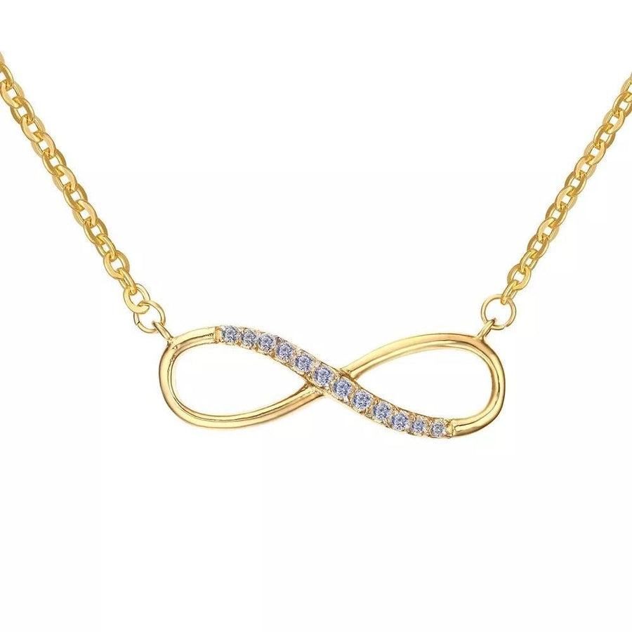 Stainless Steel Necklace with Infinity Station CZ Gold Plated