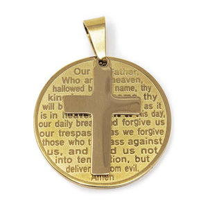 Stainless Steel Our Father Medallion Gold Plated - Mimmic Fashion Jewelry