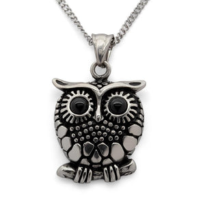 Stainless Steel Owl Pendant with Chain - Mimmic Fashion Jewelry