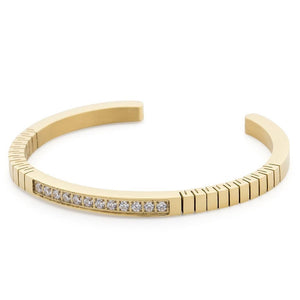 Stainless ST Pave Crystal Flex Bracelet Gold Pl - Mimmic Fashion Jewelry
