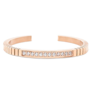 Stainless Steel Pave Crystal Flex Bracelet Rose Gold Plated - Mimmic Fashion Jewelry