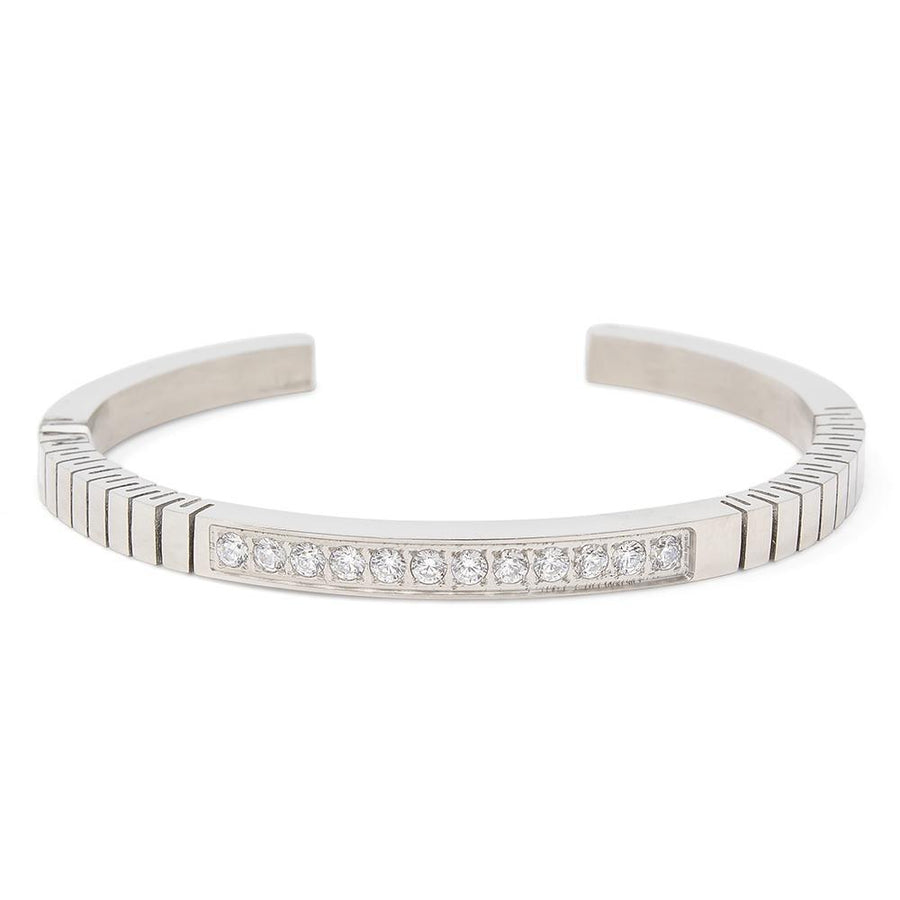 Stainless ST Pave Crystal Flex Bracelet - Mimmic Fashion Jewelry