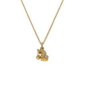 Stainless St Pave Unicorn Neck Gold Pl - Mimmic Fashion Jewelry