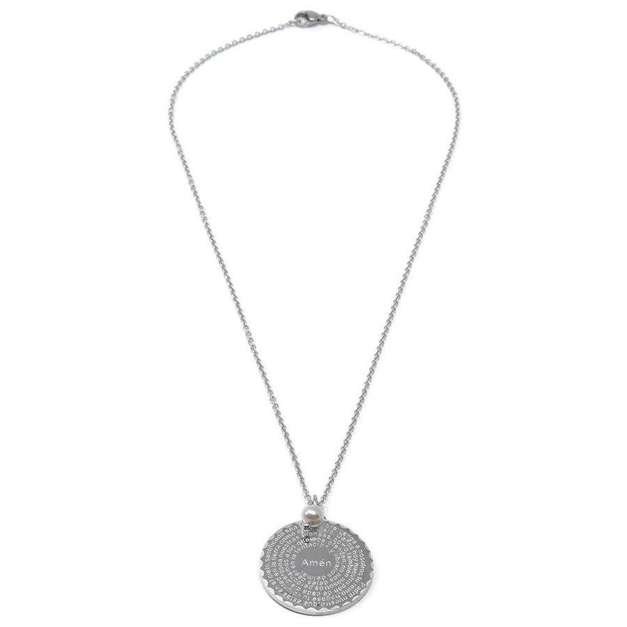 Stainless St Pearl Prayer Disk Neck - Mimmic Fashion Jewelry