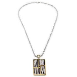 Stainless Steel Pendant Rectangle Geometric Two Tone - Mimmic Fashion Jewelry