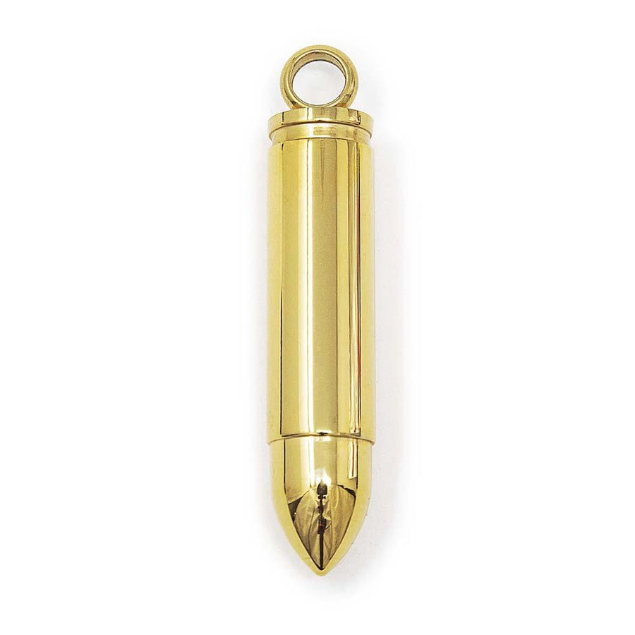 Stainless Steel Plain Bullet Pendant Gold Plated - Mimmic Fashion Jewelry