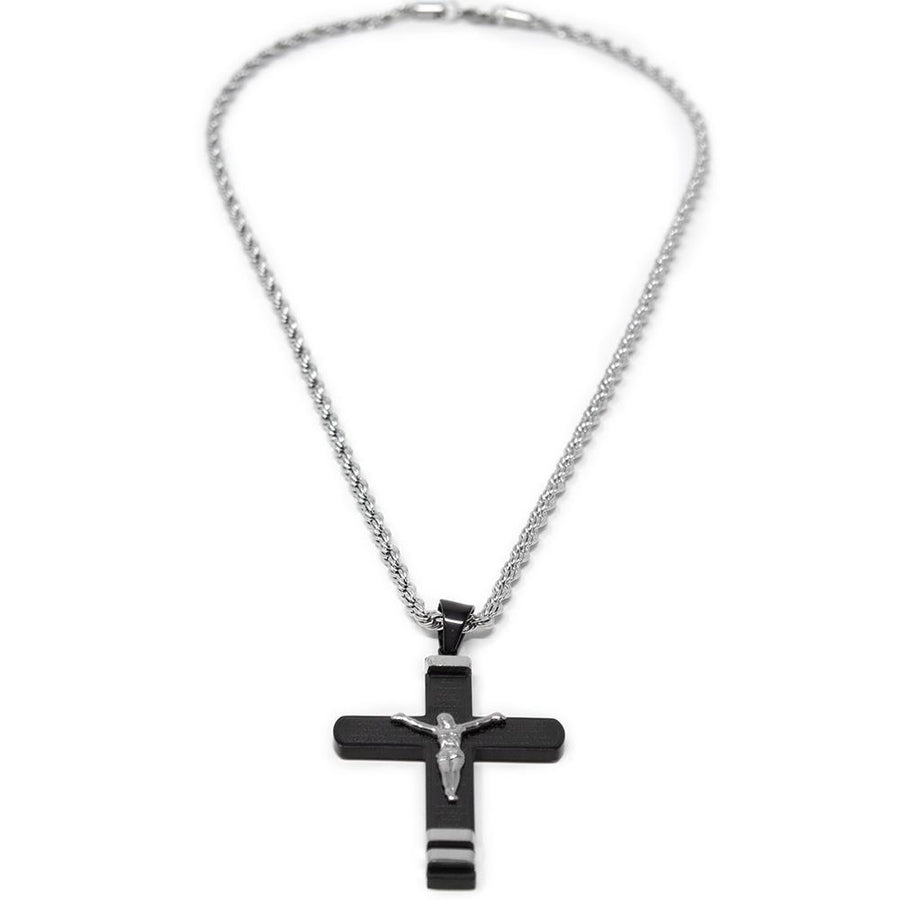 Stainless Steel Prayer Cross Pendant Black - Mimmic Fashion Jewelry