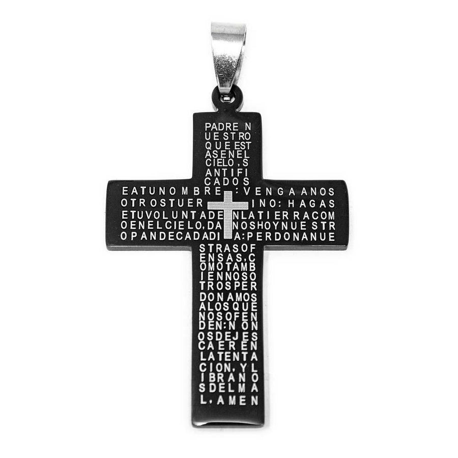 Stainless Steel Prayer Cross Pendant Black - Mimmic Fashion Jewelry
