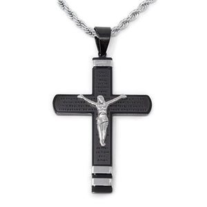Stainless Steel Prayer Cross Pendant Black - Mimmic Fashion Jewelry