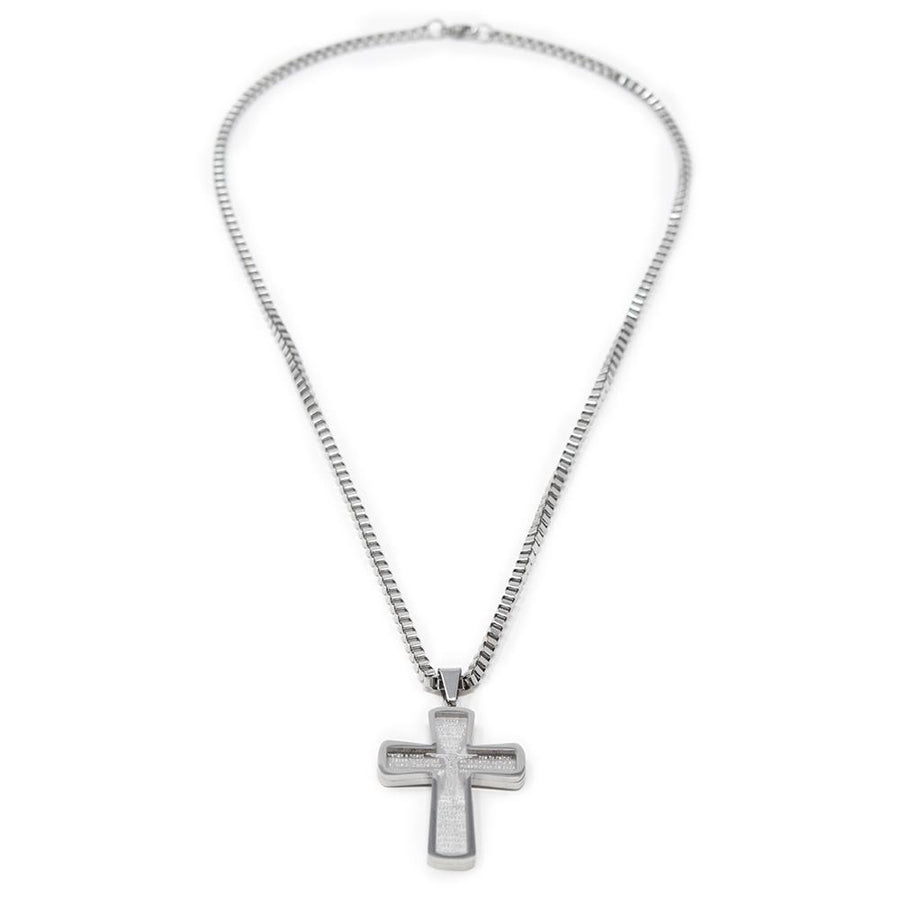Stainless Steel Prayer Cross Pendant Chain - Mimmic Fashion Jewelry