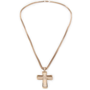 Stainless Steel Prayer Cross Pendant Chain Rose Gold Plated - Mimmic Fashion Jewelry