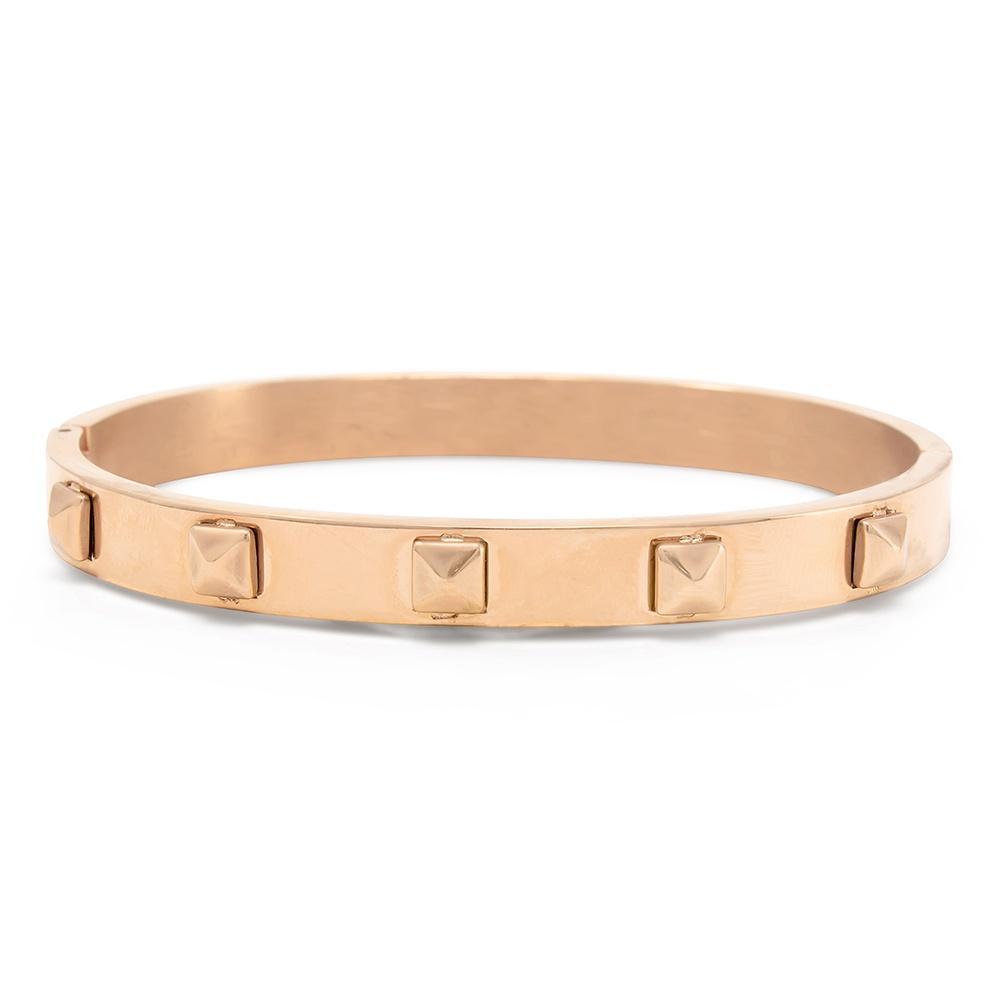 Stainless Steel Pyramid Stud Bangle Rose Gold Plated