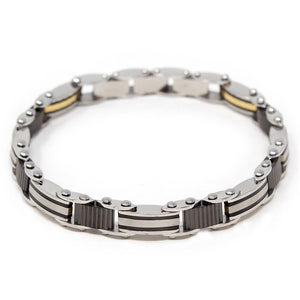Stainless Steel Reversible Bracelet Black/Gold Ion Plated - Mimmic Fashion Jewelry