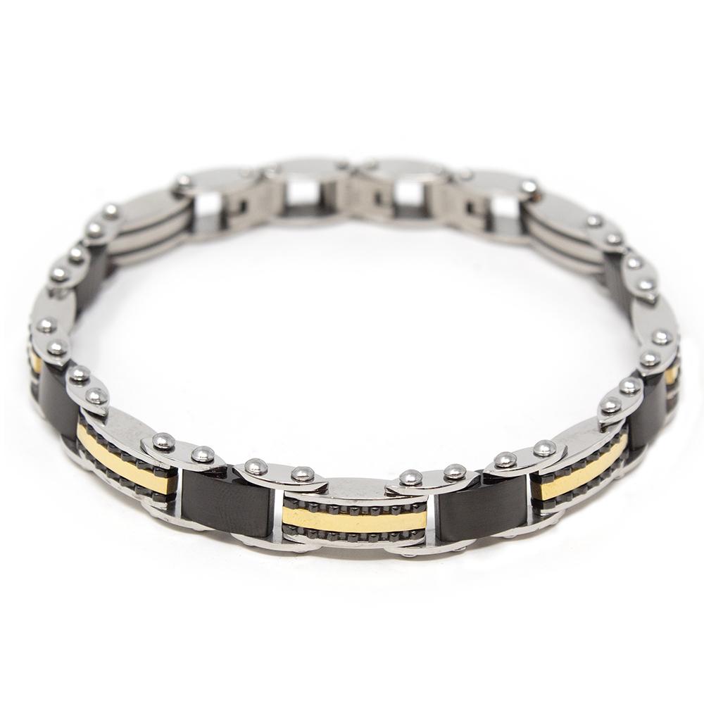 Steel and Gold Plated Reversible Bracelet