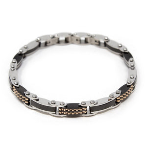 Stainless Steel Reversible Bracelet Black/Rose Gold Ion Plated - Mimmic Fashion Jewelry