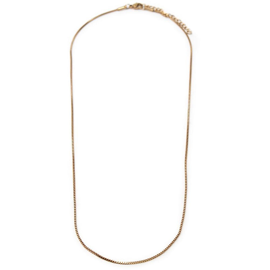 Stainless Steel Rose Gold Plated Box Chain Necklace 20 Inch - Mimmic Fashion Jewelry