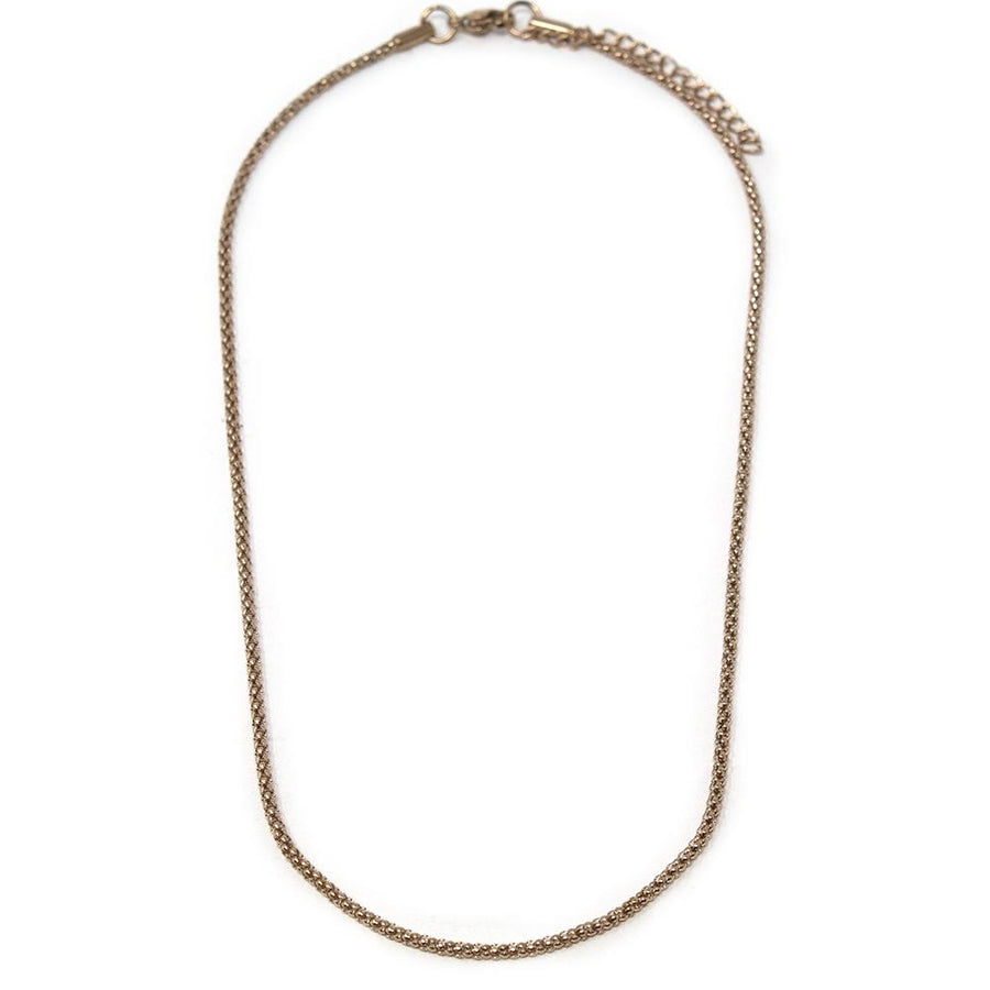 Stainless Steel Rose Gold Plated Popcorn Chain Necklace 16 Inch - Mimmic Fashion Jewelry