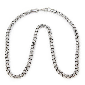 Stainless Steel Round Box Chain Necklace 24 Inch - Mimmic Fashion Jewelry