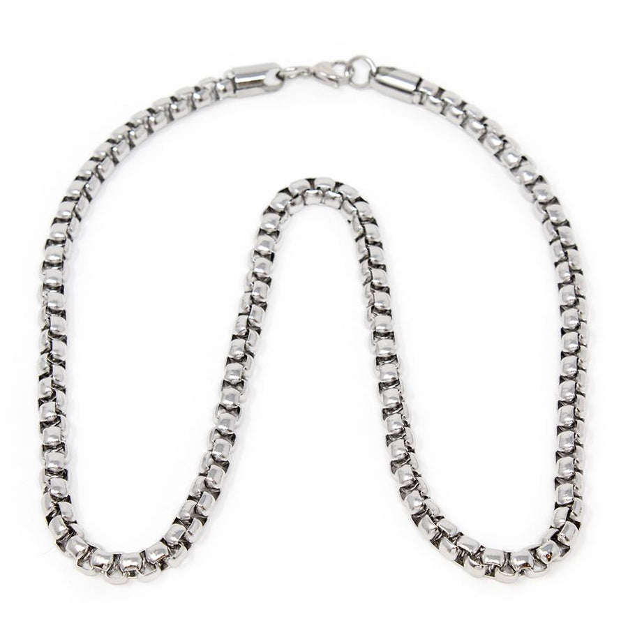 Stainless Steel Round Box Chain Necklace 24 Inch - Mimmic Fashion Jewelry