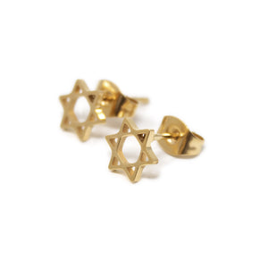 Stainless Steel Star of David Stud Earrings Gold Plated - Mimmic Fashion Jewelry