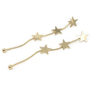 Stainless Steel Stars Post Drop Earrings Gold Plated - Mimmic Fashion Jewelry
