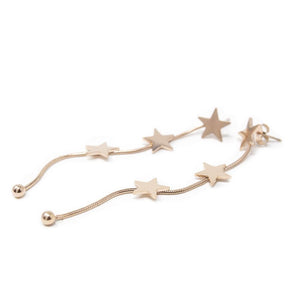 Stainless Steel Stars Post Drop Earrings Rose Gold Plated - Mimmic Fashion Jewelry