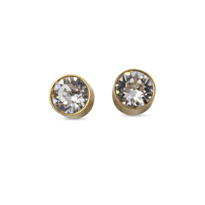 Stainless Steel Stud Earring April Birthstone Gold Plated - Mimmic Fashion Jewelry