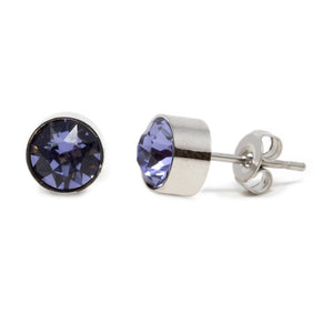 Stainless Steel Stud Earring February Birthstone - Mimmic Fashion Jewelry