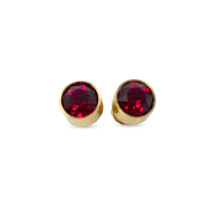 Stainless Steel Stud Earring July Birthstone Gold Plated - Mimmic Fashion Jewelry