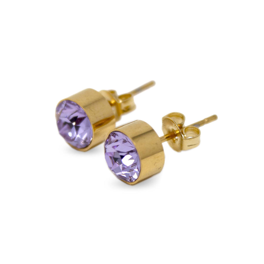 Stainless Steel Stud Earring June Birthstone Gold Plated - Mimmic Fashion Jewelry