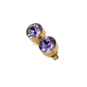 Stainless Steel Stud Earring June Birthstone Gold Plated - Mimmic Fashion Jewelry