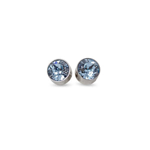 Stainless Steel Stud Earring March Birthstone - Mimmic Fashion Jewelry