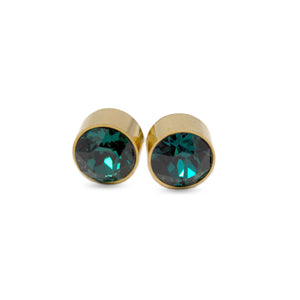 Stainless Steel Stud Earring May Birthstone Gold Plated - Mimmic Fashion Jewelry