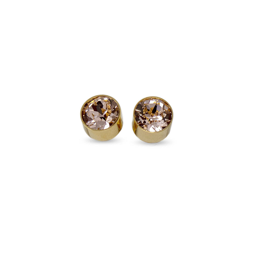 Stainless Steel Stud Earring November Birthstone Gold Plated - Mimmic Fashion Jewelry