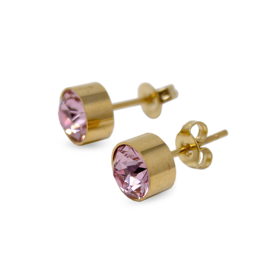 Stainless Steel Stud Earring October Birthstone Gold Plated - Mimmic Fashion Jewelry