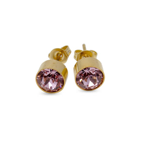 Stainless Steel Stud Earring October Birthstone Gold Plated - Mimmic Fashion Jewelry