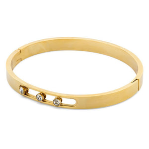 Stainless ST 3 Sliding Crystal Bangle Gold Pl - Mimmic Fashion Jewelry