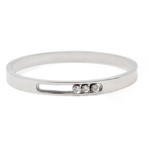 Stainless ST 3 Sliding Crystal Bangle - Mimmic Fashion Jewelry