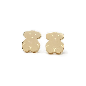 Stainless Steel Tiny Bear Stud Earrings Gold Plated - Mimmic Fashion Jewelry