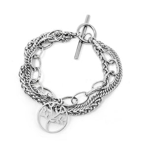 Stainless Steel Tree of Life Bracelet Three Strand - Mimmic Fashion Jewelry