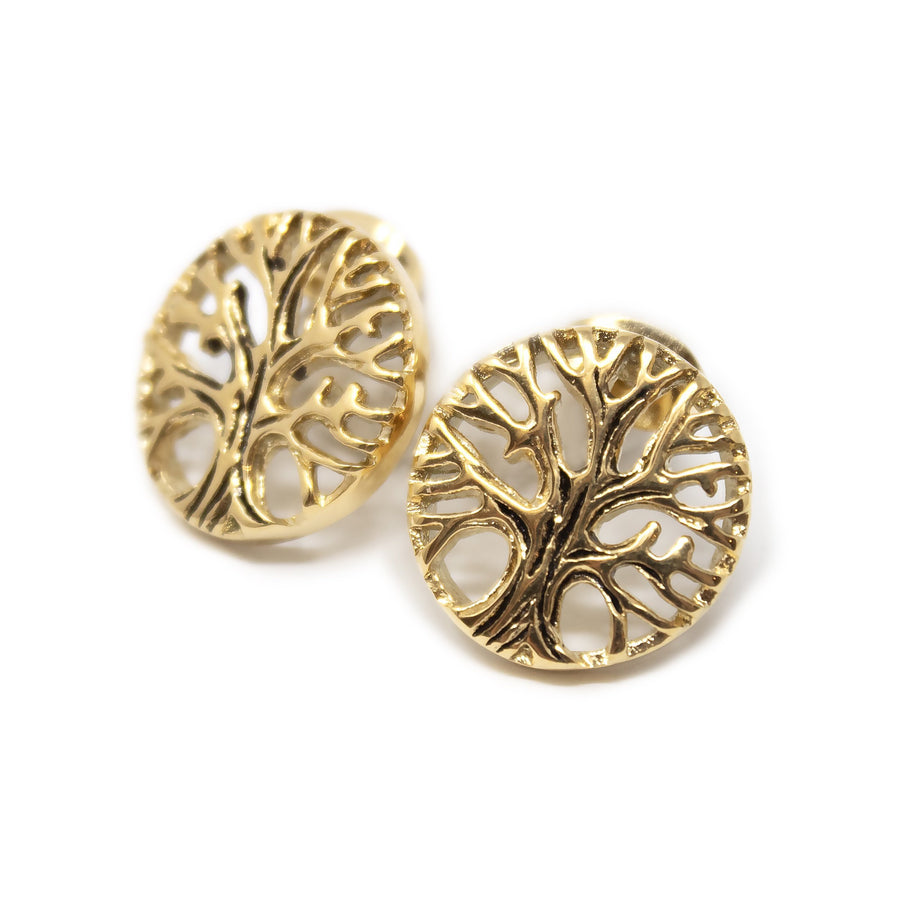 Stainless Steel Tree of Life Earrings Gold Plated - Mimmic Fashion Jewelry