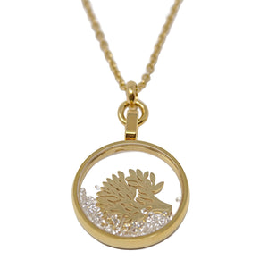 Stainless Steel Tree of Life Glass Locket Necklace 18 Kt Gold Plated - Mimmic Fashion Jewelry