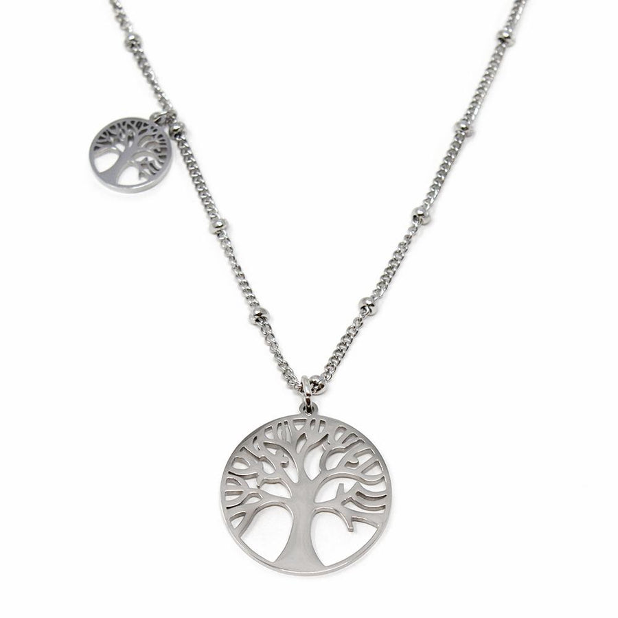 Stainless Steel Tree of Life Medallion Necklace - Mimmic Fashion Jewelry