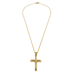 Stainless Steel Tube Cross Pendant Gold Plated - Mimmic Fashion Jewelry