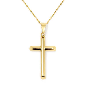 Stainless Steel Tube Cross Pendant Gold Plated - Mimmic Fashion Jewelry