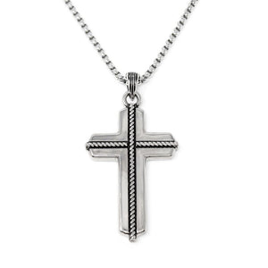 Stainless Steel Twist Cross Pendant Necklace - Mimmic Fashion Jewelry