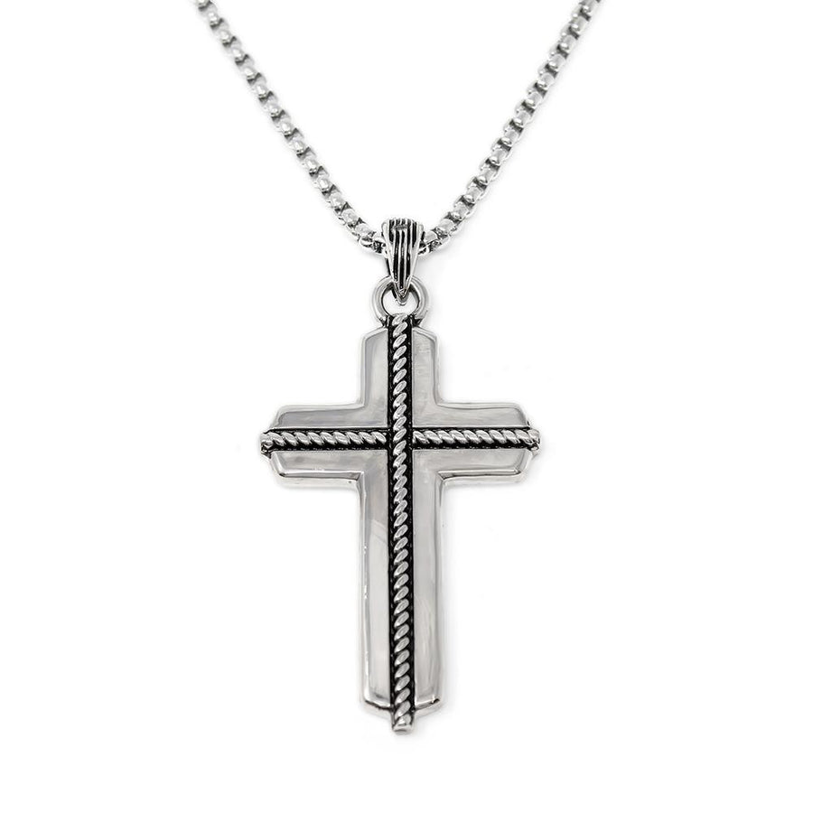 Stainless St Twist Cross Pendant Neck - Mimmic Fashion Jewelry