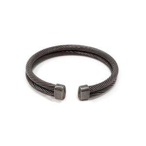 Stainless St 2 Row Cable Cuff Bangle - Mimmic Fashion Jewelry