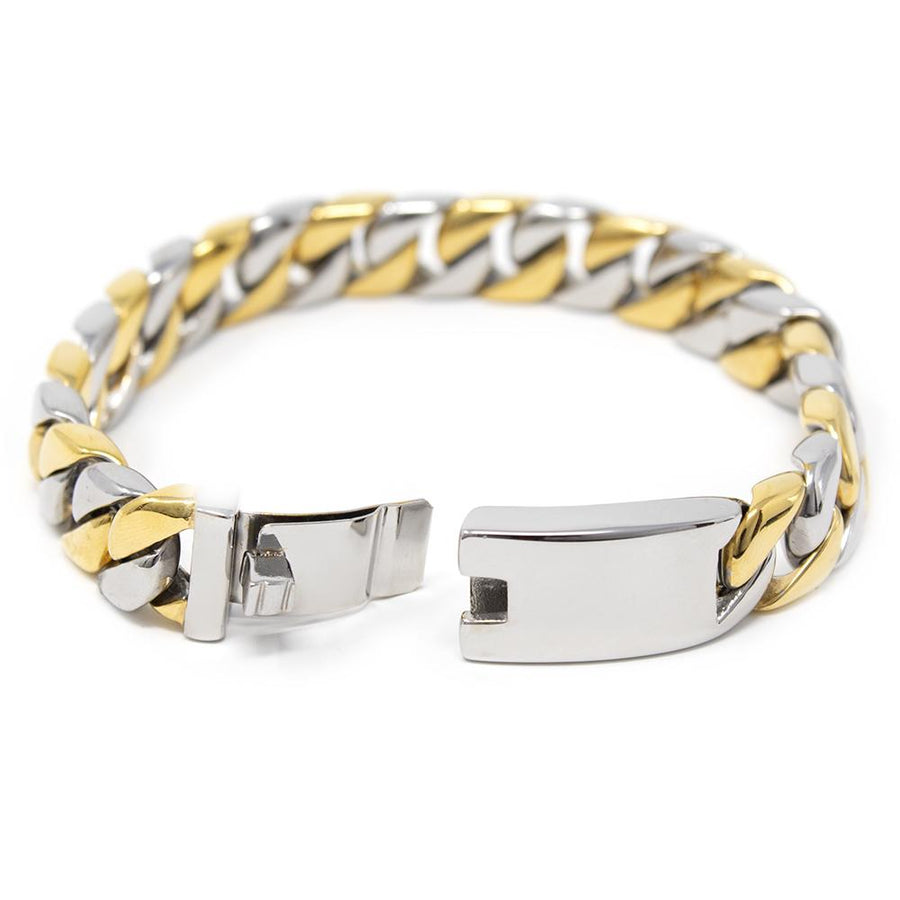 Stainless Steel Two Tone Curb Bracelet - Mimmic Fashion Jewelry